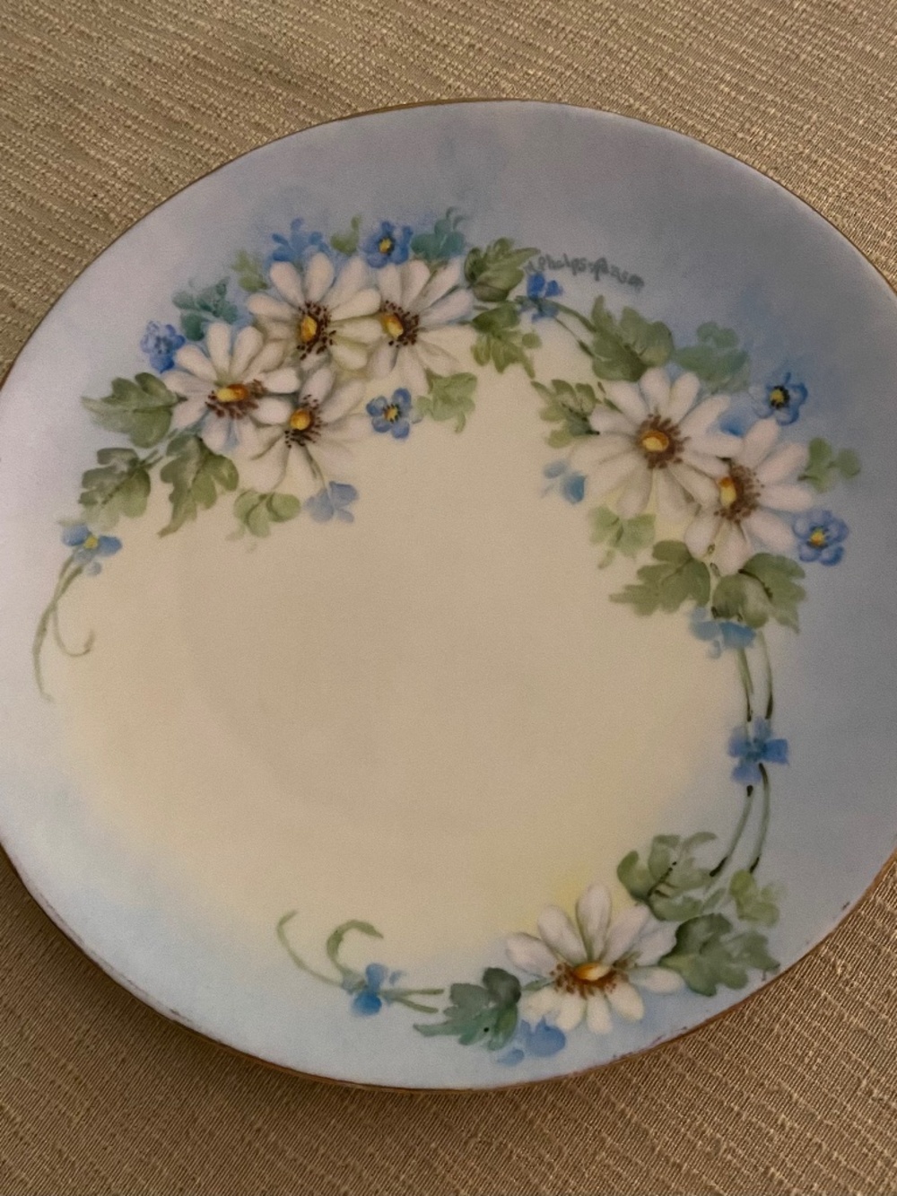 Porcelain hand painted delicate floral plate Bavaria
